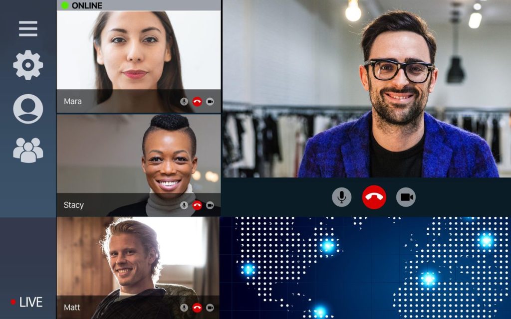 Team and work partners conference call in social distances time GETTY