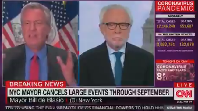 De Blasio Says BLM Protests Can Continue While Canceling All Other Large Events