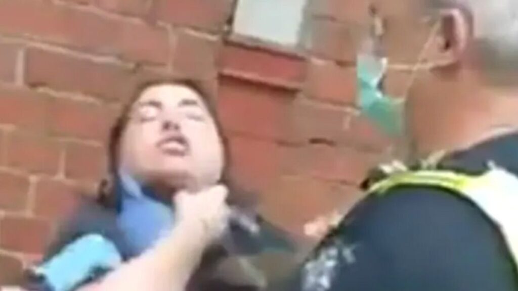 ‘He’s choking me!’: Victoria Police officer grabs woman by throat for not wearing face mask