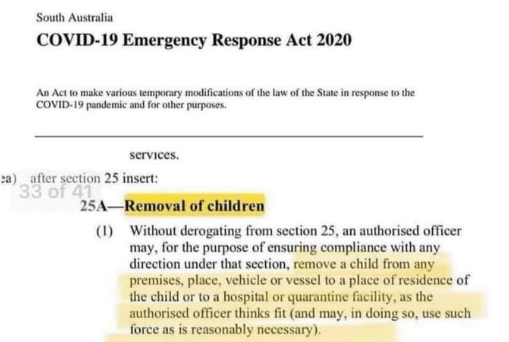 Australian Authorities To Remove Children from Parents’ Care at Will Over COVID-19 Fears