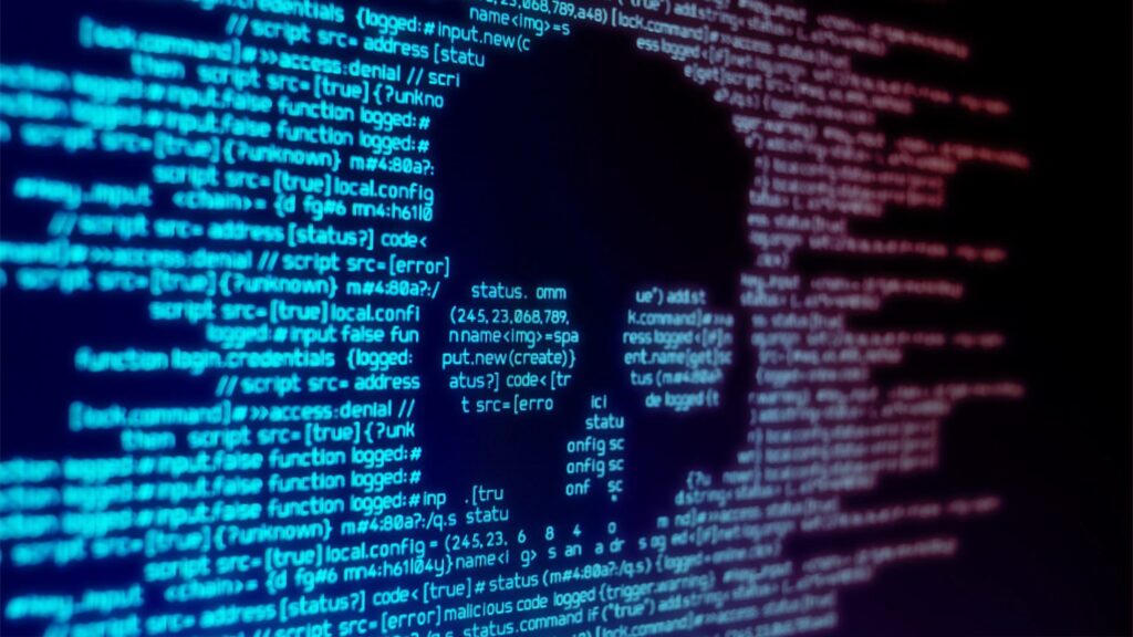 skull with code background