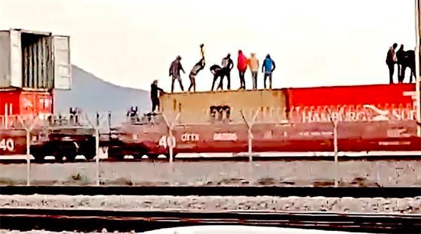 Train robbers at work.