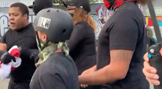 BLM Protesters Assault Black Veteran, Steal American Flag - WATCH