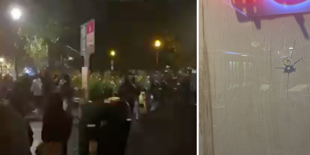 Antifa rioters shoot through windows of veteran-owned Portland cafe