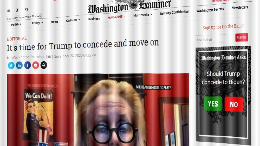 Washington Examiner joins Fox News, other ‘conservative’ frauds calling on Trump to concede