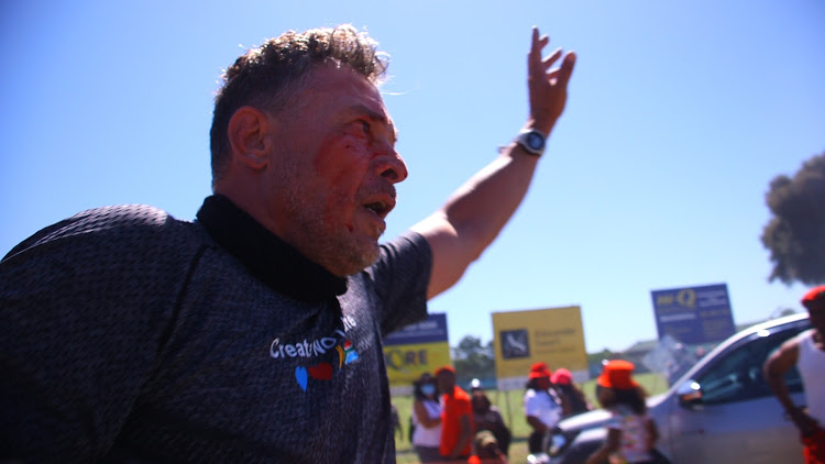 SOUTH AFRICA - WATCH | Chaos at EFF's Brackenfell protest as white man in lycra intervenes