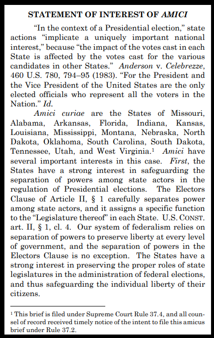 17 States File Amicus Brief With Supreme Court in Support of Texas Election Lawsuit
