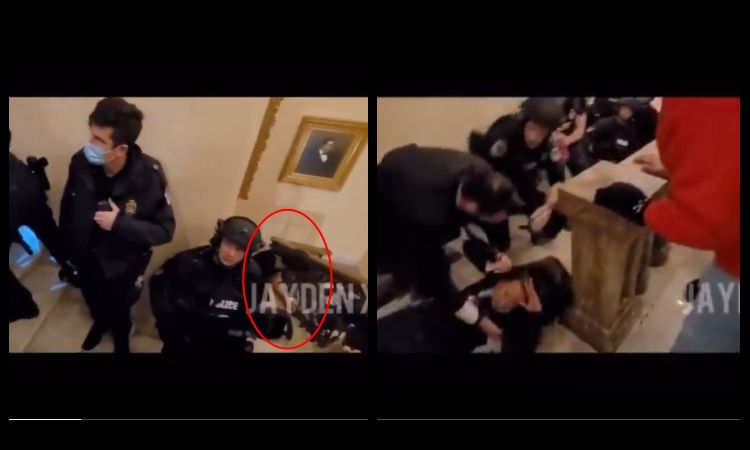 Video Allegedly Shows One Of The Main Provocateurs Involved In Babbitt’s Shooting Going Behind A Squad Of Police On The Stairs Change His Clothes And Disappear