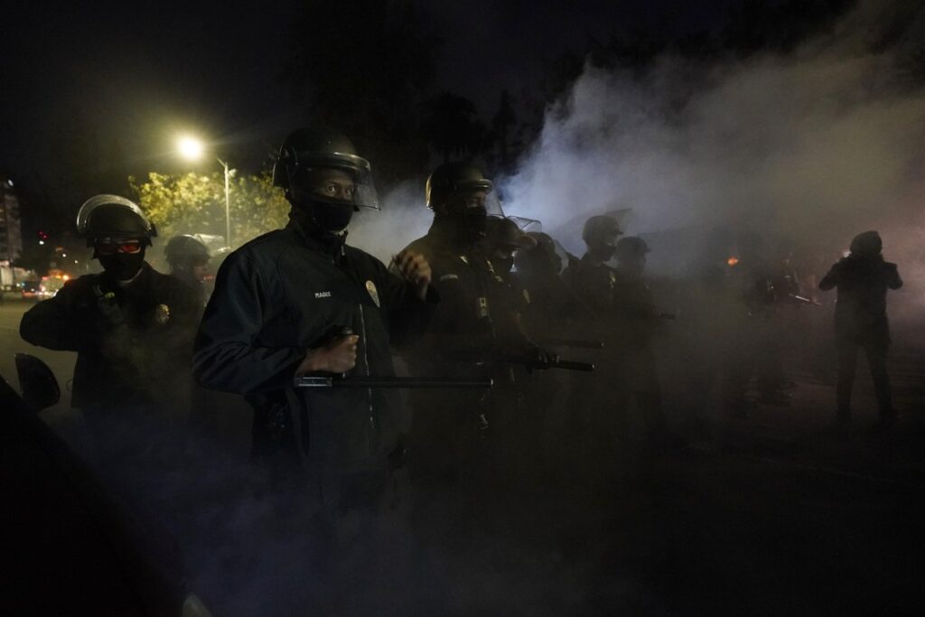 Riot Police Clash With Hundreds of Homeless in Los Angeles