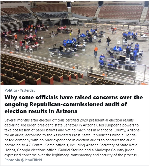 Twitter Attempts To Discredit Arizona Election Audit Underway In Maricopa County