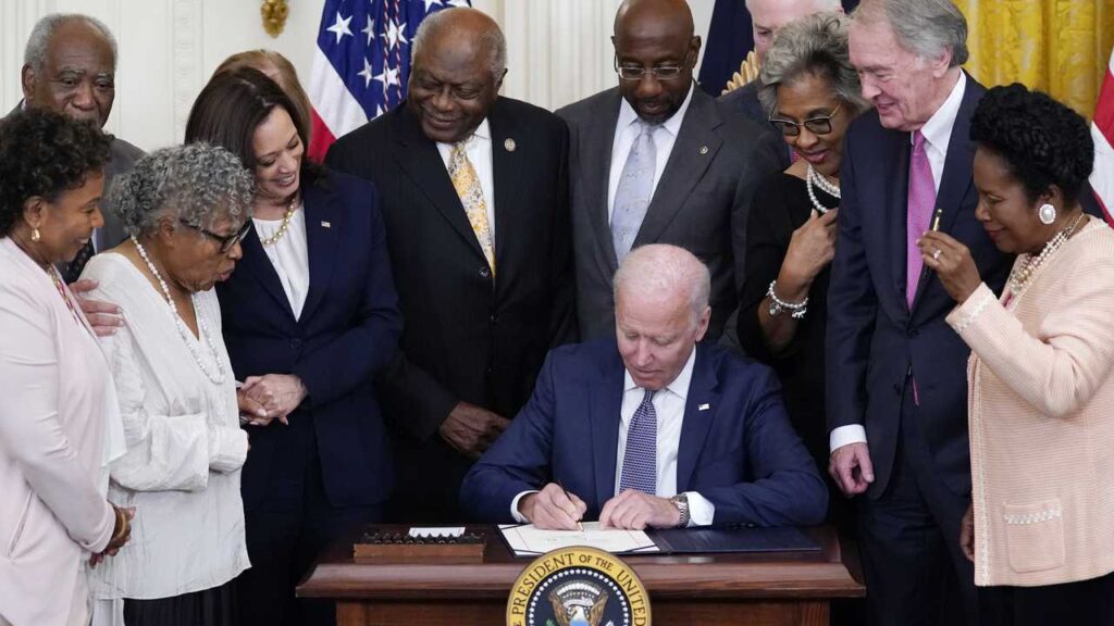 At Signing Ceremony to Make Juneteenth Federal Holiday, Biden Claims Voting Rights 'Under Attack'