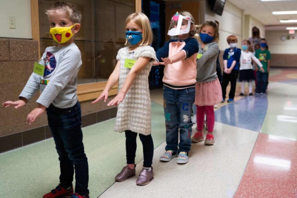 Schoolchildren are literally being taught to walk like zombies as a COVID safety measure and it's just a perfect metaphor for the last year and a half