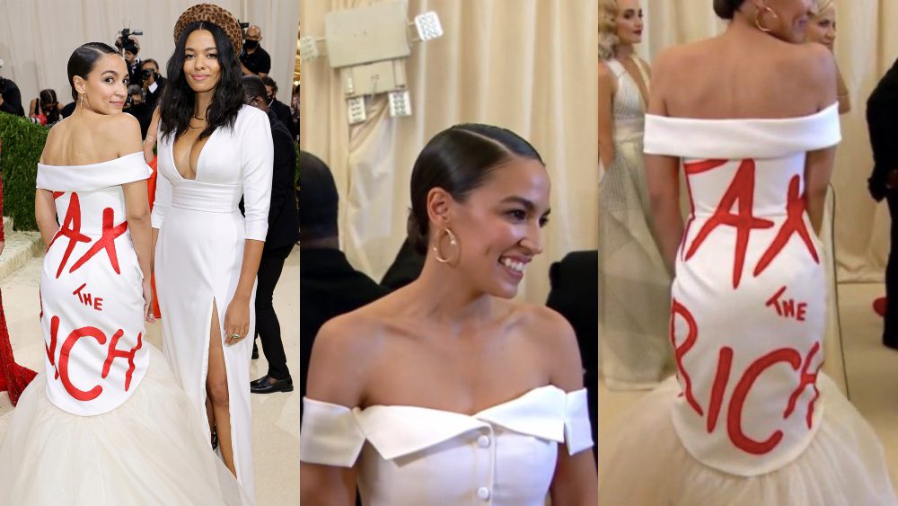 Socialist AOC Wears ‘Tax The Rich’ Dress to Met Gala Where Tickets Are $30,000 a Pop . . .