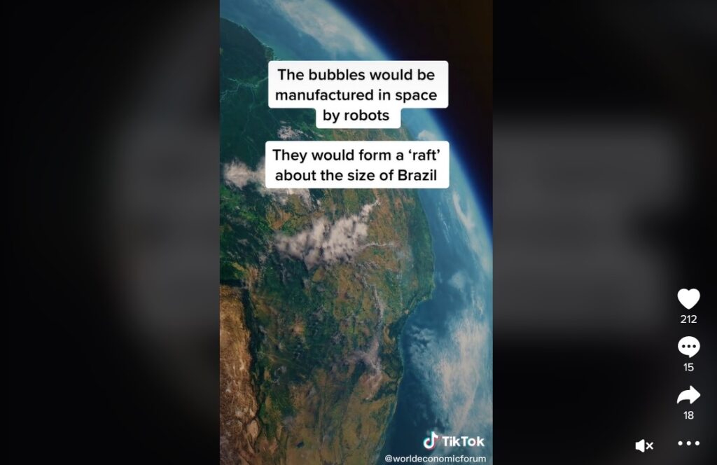 World Economic Forum Promotes Plan To Block The Sun’s Rays With ‘Space Bubbles’