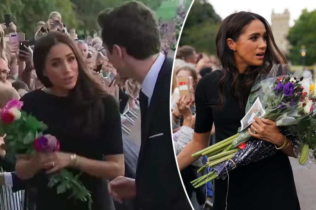Meghan Markle’s awkward exchange with royal aides over flowers is caught on video