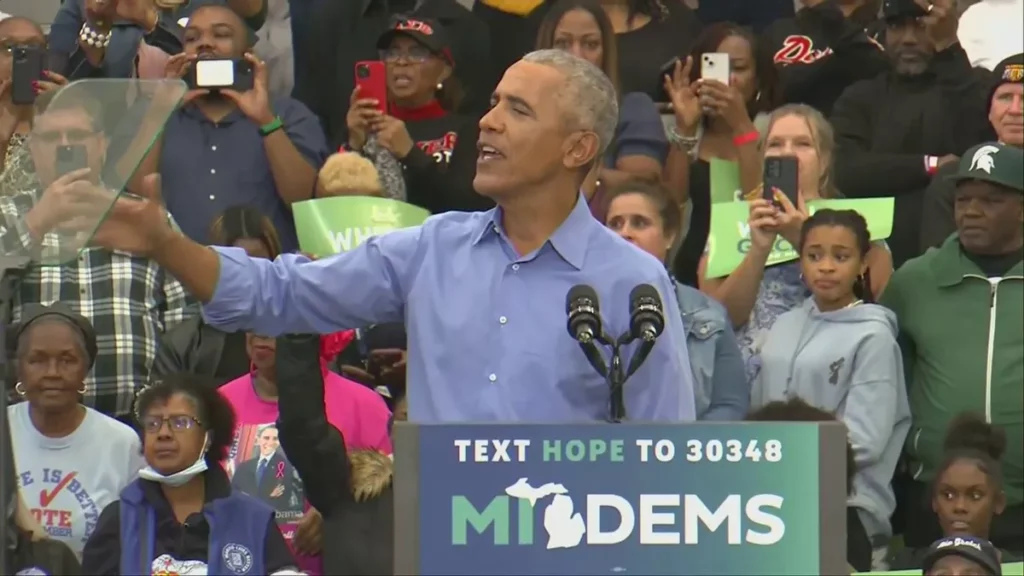 Antiwar in Ukraine Protestors Confront Former U.S. President Barack Obama During Rally