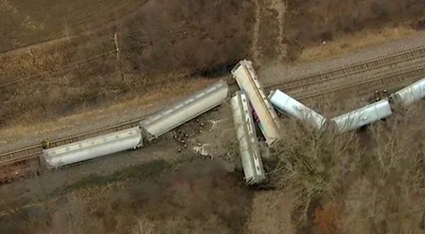 ANOTHER train hauling chemicals wrecks