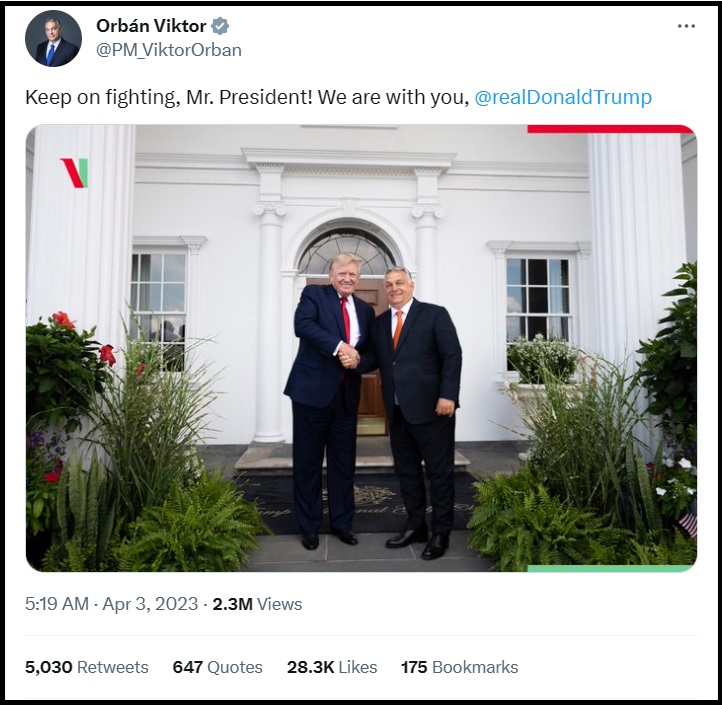 Hungarian Prime Minister Viktor Orban Sends Message of Support for President Donald Trump