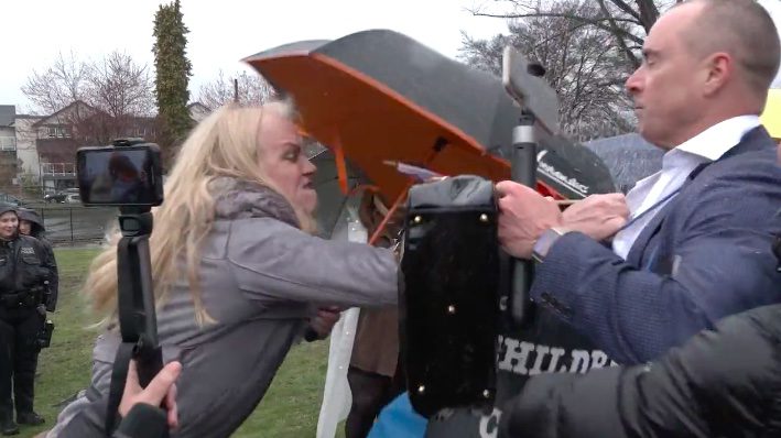 INTOLERANT TRANS MAN Assaults Innocent Dad, Repeatedly Shouts Vulgarities in His Face For Protesting Against Radical Gender Ideology Being Pushed on His Kids [VIDEO]