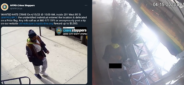 'Deranged' Man Wanted For 'Hate Crime' in NYC For Defecating on Pride Flag