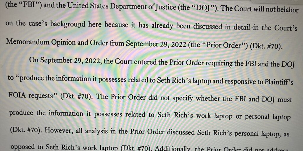 BREAK IN SETH RICH COVERUP: Texas Judge Gives FBI A FINAL 14 Days To Turn Over All Documentation Around Seth Rich's Work and Personal Laptop, DVD and Tape Drives—FBI Wanted To Stall For 66 Years