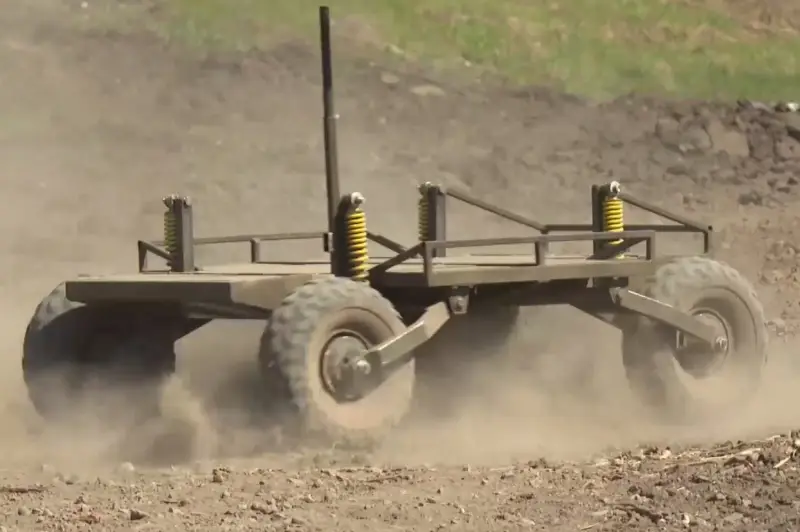 The Ministry of Defense published footage of an unmanned transporter for delivering ammunition and provisions to the front line