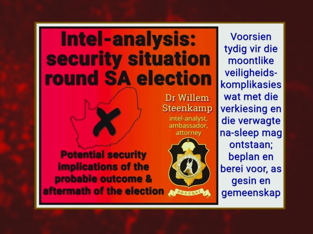 South Africa - INTEL ANALYSIS SECURITY SITUATION ROUND SA ELECTIONS