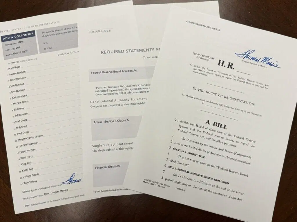 House Rep. Thomas Massie Introduces Bill To End And Audit The Federal Reserve