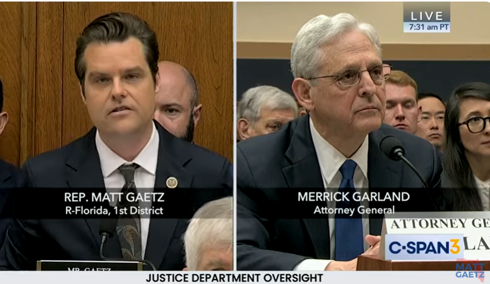 Matt Gaetz Questions AG Merrick Garland About Coordinated Lawfare