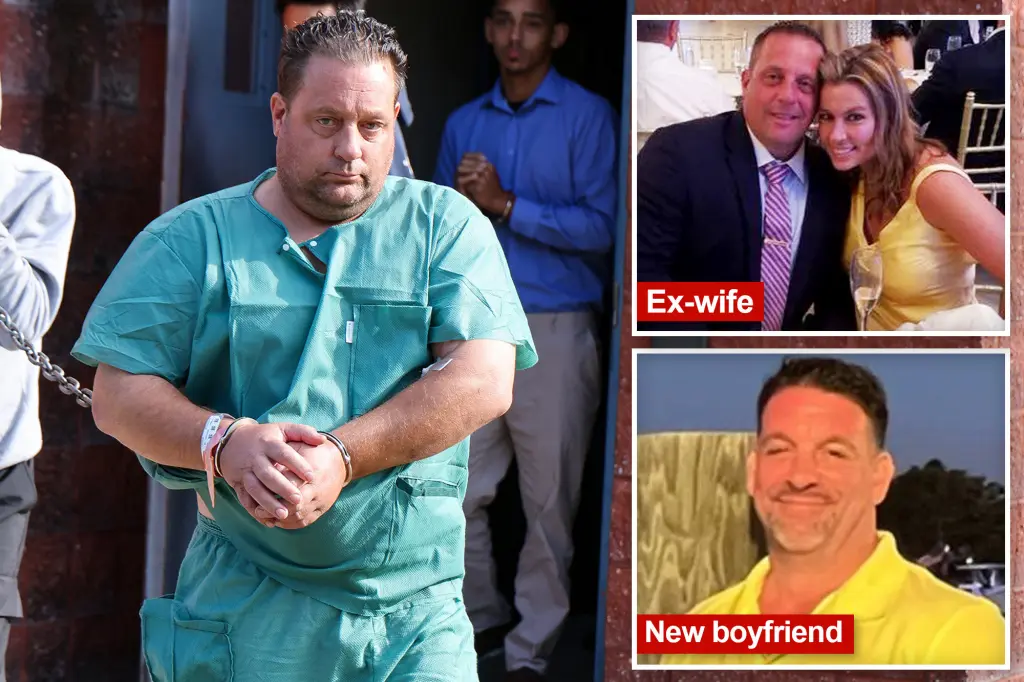 Divorcé who allegedly gunned down ex-wife, her lover in million-dollar LI home scowls as he emerges from precinct in handcuffs