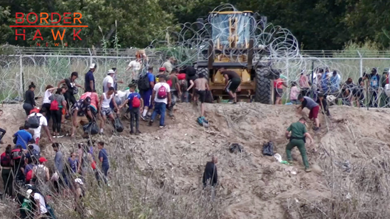 KAMALA’S INVASION: Border Patrol Used Heavy Machinery to LIFT Razor Wire for Massive Mob of Illegals at Rio Grande