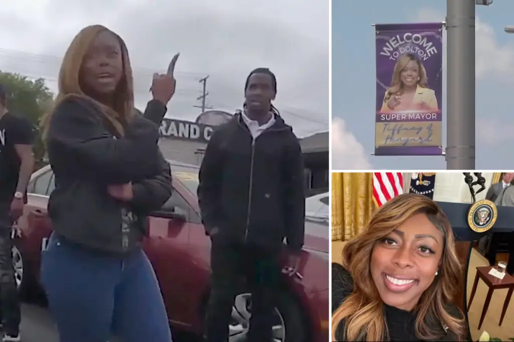 Dolton ‘Dictator’ Mayor Tiffany Henyard called cops on workers removing banners of her face — as vendor claims it’s owed $20K: video