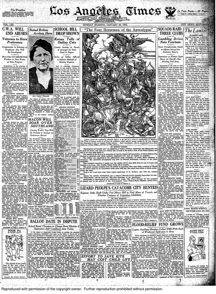 Jan. 29, 1934: Lizard Peolpe’s Catacomb City Hunted
