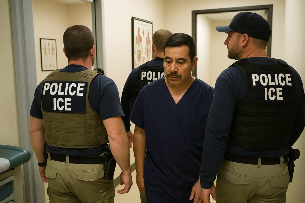 California surgical center staff demand to see warrant as ICE agents detain landscaper