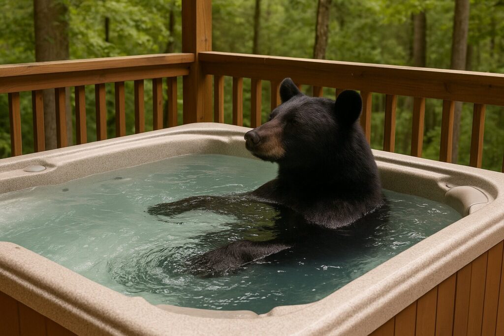 MUST SEE- Black Bear Spotted Taking Dip In A Hot Tub In Tennessee