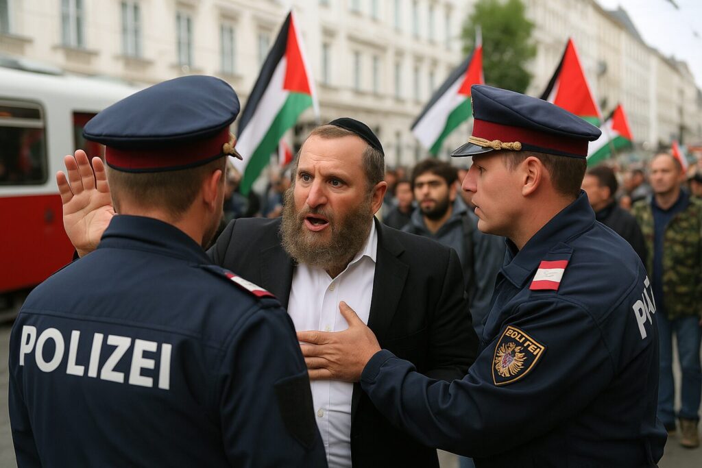 Rabbi Boteach hit, threatened with arrest at Vienna anti-Israel rally
