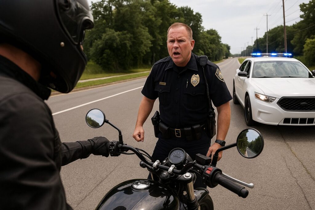 Who Is In The Wrong Here — Police Officer or Bonehead Motorcyclist?