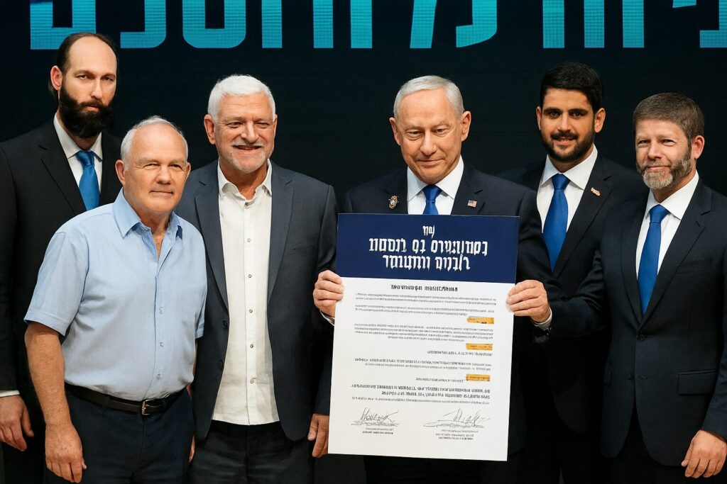 ‘No Palestinian state,’ says Netanyahu at celebratory signing of key E1 initiative
