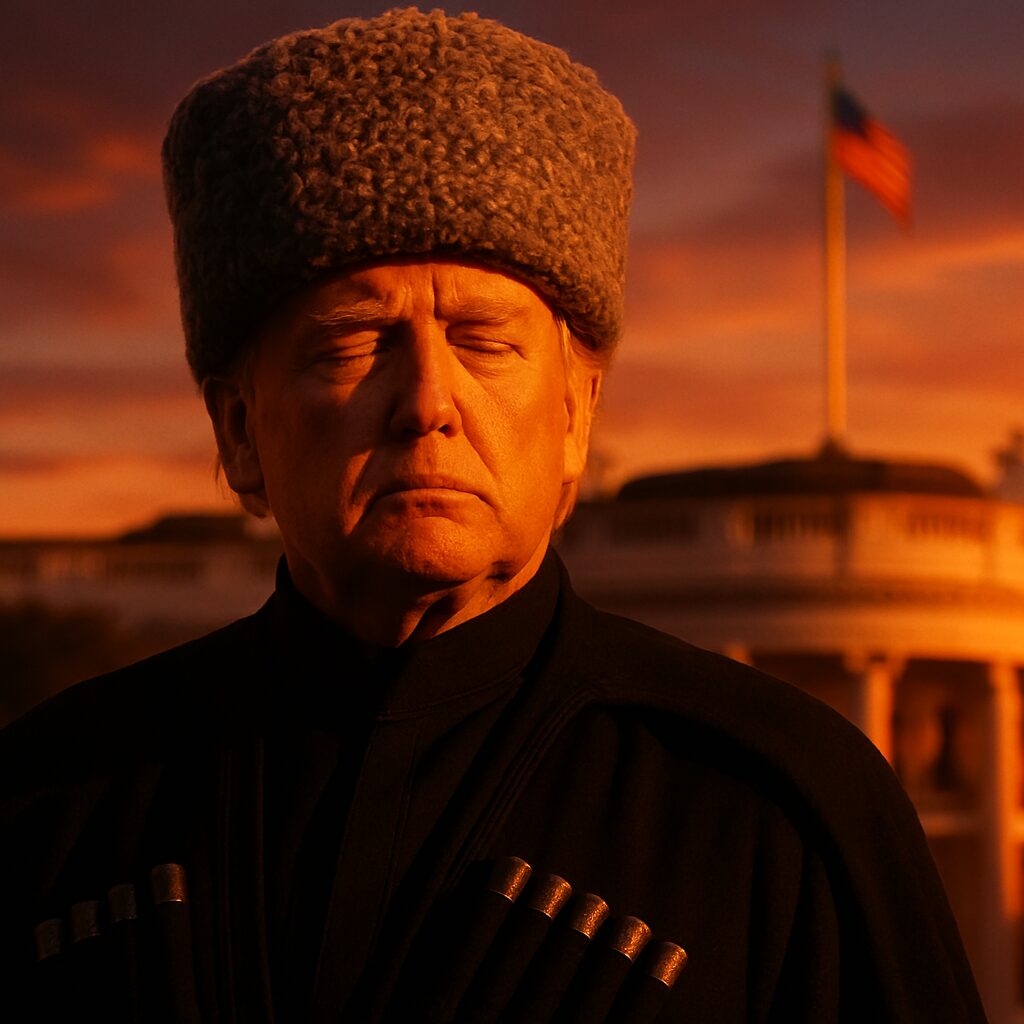Kadyrov published a neural network generation of Trump in a papakha against the backdrop of the White House