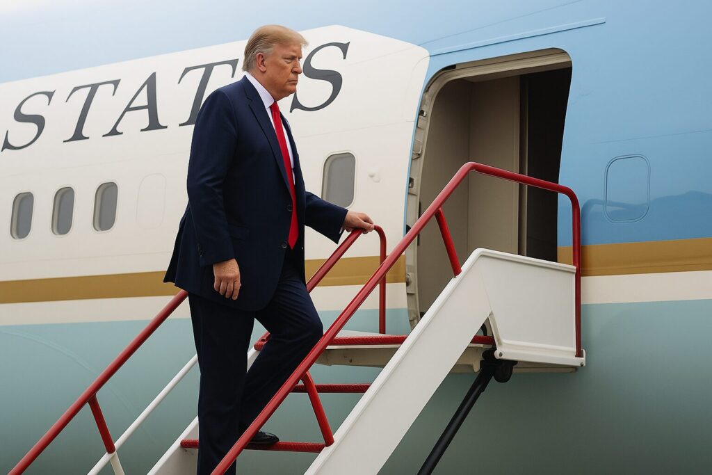 President Trump Spotted Using Small Stairs While Boarding Air Force One